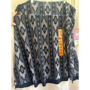 Tranquility Reversible Skirt XXL Navy Ikat A-Line Pull On Stretch Waist